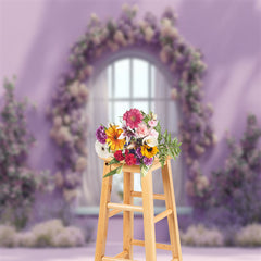 Aperturee - Purple Floral Wall Window Backdrop For Photography