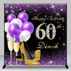 Aperturee - Purple Glitter Balloon Custom 60th Birthday Backdrop