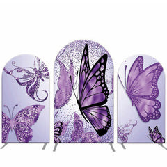 Aperturee Purple Glitter Butterflies Arch Backdrop Kit To Party