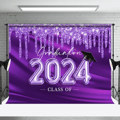 Aperturee - Purple Glitter Class Of 2024 Graduation Photo Backdrop