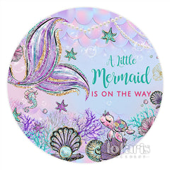 Aperturee Purple Glitter Little Mermaid Happy Birthday Backdrop