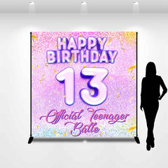 Aperturee - Purple Glitter Ribbon Custom 13Th Birthday Backdrop