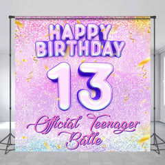 Aperturee - Purple Glitter Ribbon Custom 13Th Birthday Backdrop