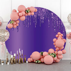 Aperturee Purple Glitter Round Birthday Party Backdrop Decoration