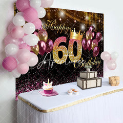 Aperturee - Purple Gold Balloon Sparkles 60th Birthday Backdrop