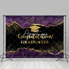 Aperturee - Purple Gold Marble Texture Backdrop For Graduation