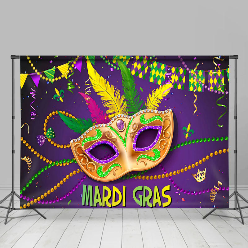 Aperturee - Purple Gold Masquerade Mardi Gras Carnival Backdrop