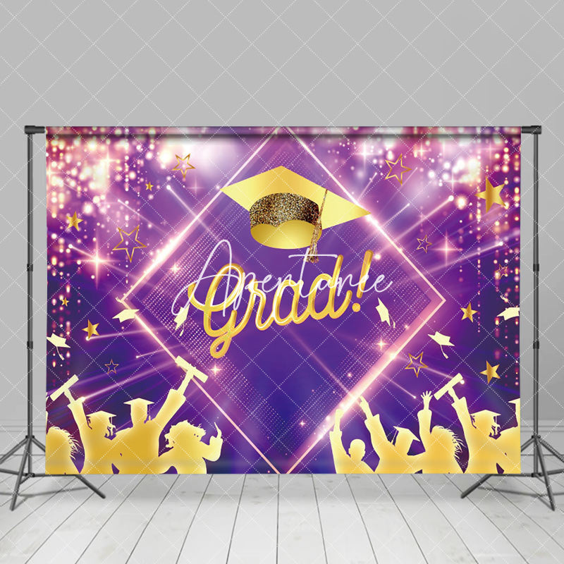 Aperturee - Purple Golden Lights Students Graduation Backdrop