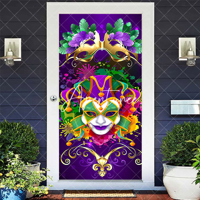 Aperturee - Purple Green Clown Masquerade Birthday Door Cover