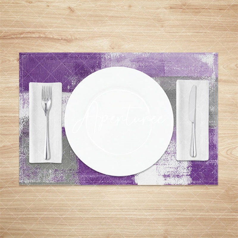 Aperturee - Purple Grey White Mixed Vintage Set Of 4 Placemats