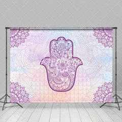 Aperturee - Purple Hamsa Hand Floral Tradition Dance Backdrop