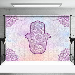 Aperturee - Purple Hamsa Hand Floral Tradition Dance Backdrop