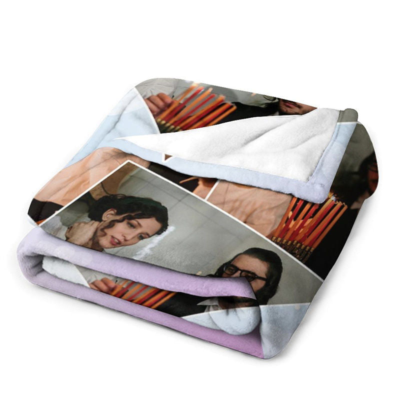 Aperturee - Purple Heart Bokeh Custom Valentines Day Blanket