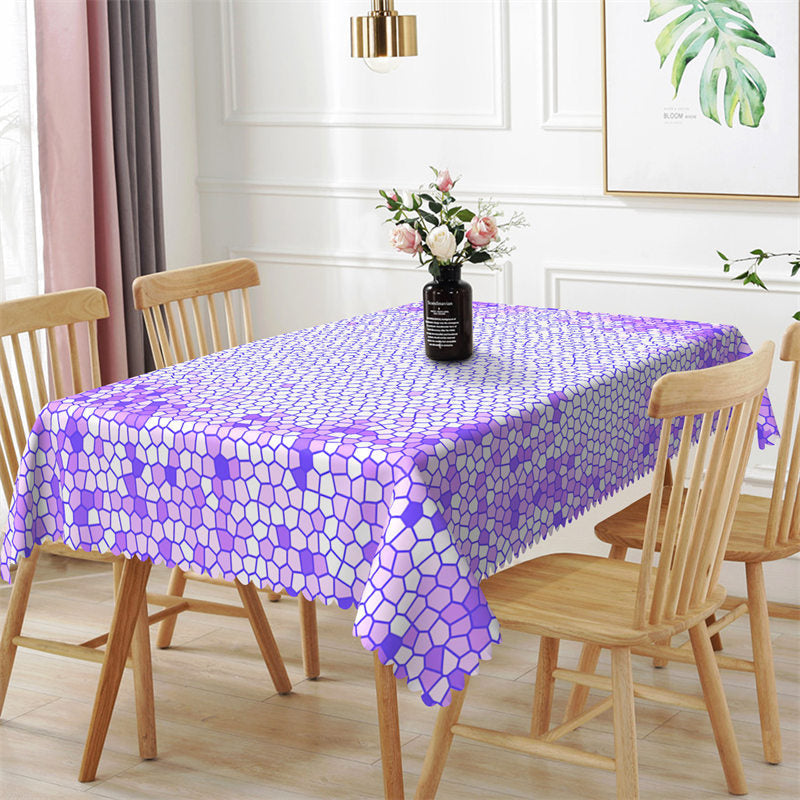 Aperturee - Purple Honeycomb Shape Pattern Rectangle Tablecloth