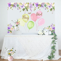 Aperturee - Purple Ink Floral Balloons Baby Shower Backdrop