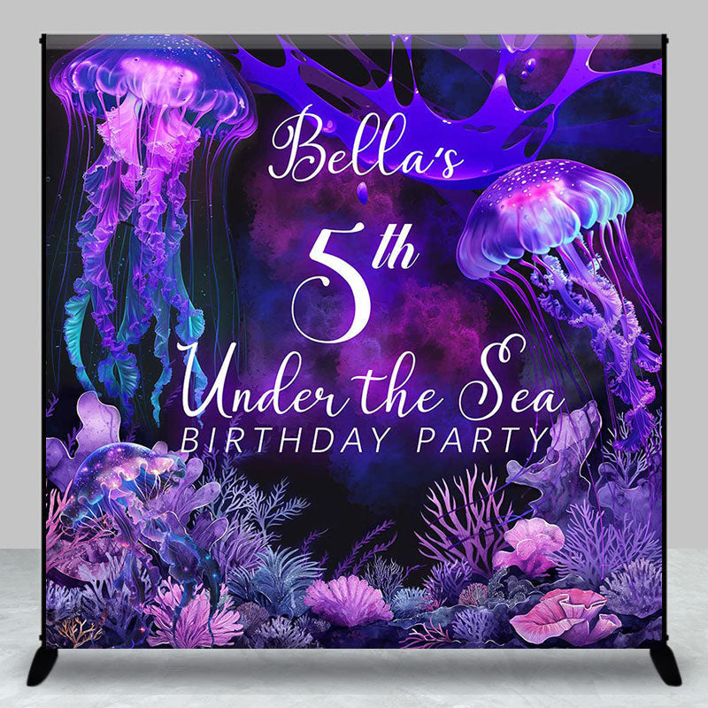 Aperturee - Purple Jellyfish Coral Custom 5th Birthday Backdrop