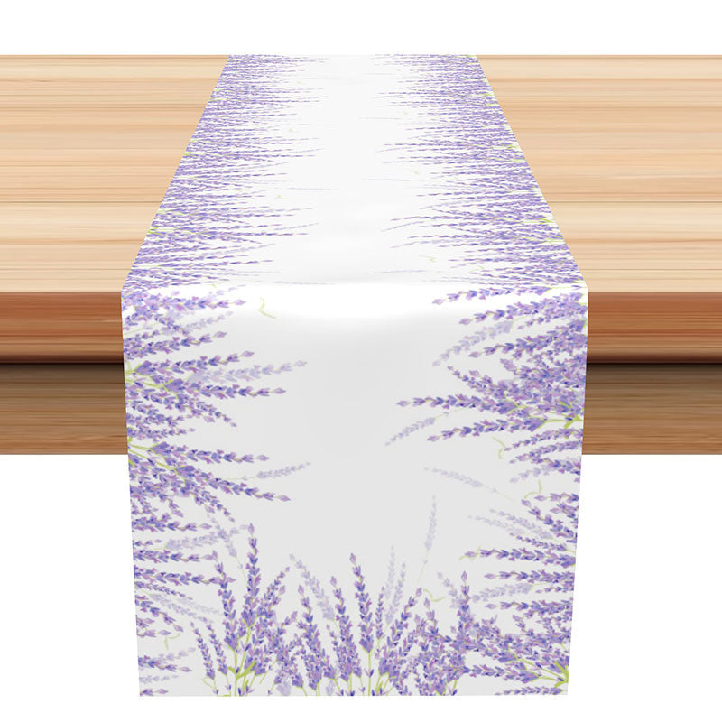 Aperturee - Purple Lavender Faded Simple Fabric Table Runner