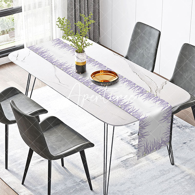 Aperturee - Purple Lavender Faded Simple Fabric Table Runner