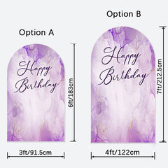 Aperturee - Purple Lavender Marble Happy Birthday Arch Backdrop