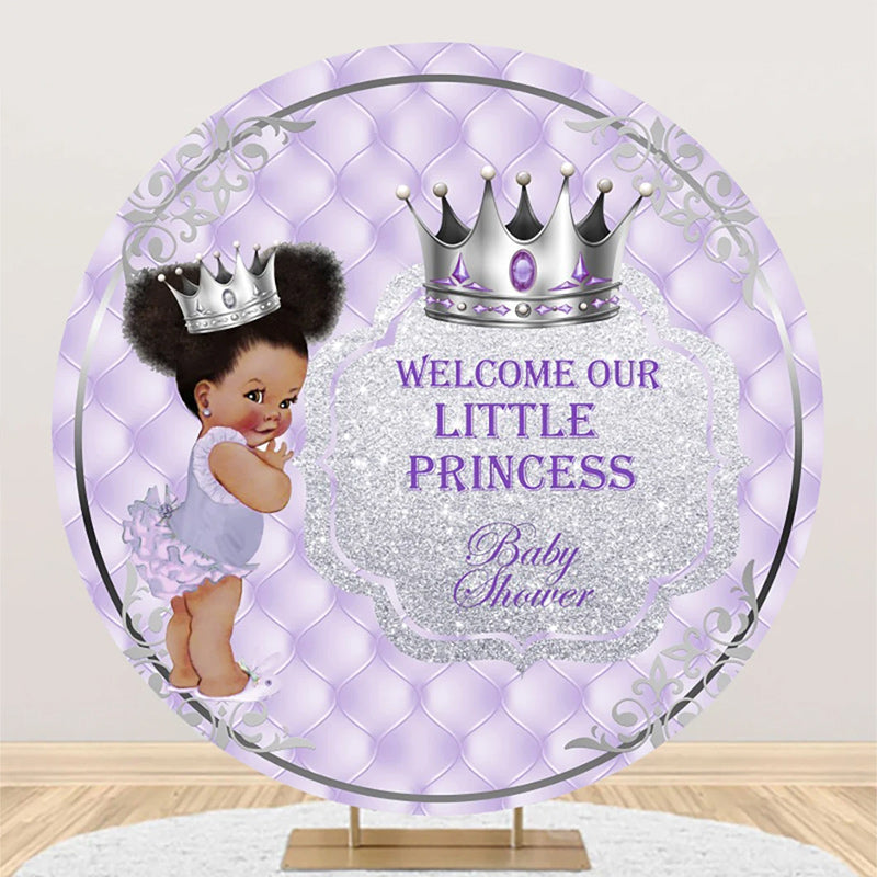 Aperturee - Purple Little Princess Round Baby Shower Backdrop