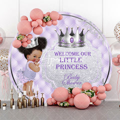 Aperturee - Purple Little Princess Round Baby Shower Backdrop