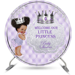 Aperturee - Purple Little Princess Round Baby Shower Backdrop