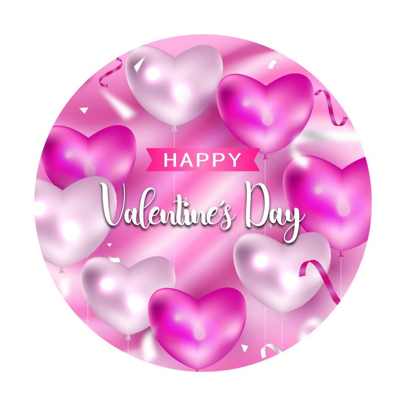 Aperturee - Purple Love Ballons Round Valentines Day Backdrop