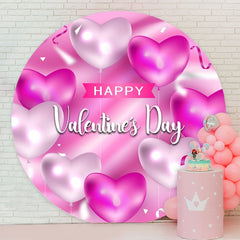 Aperturee - Purple Love Ballons Round Valentines Day Backdrop