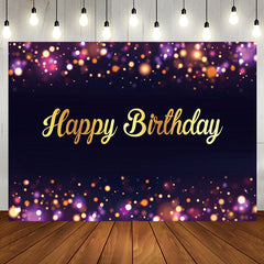 Aperturee - Purple Neon Dots Bokeh Golden Birthday Backdrop