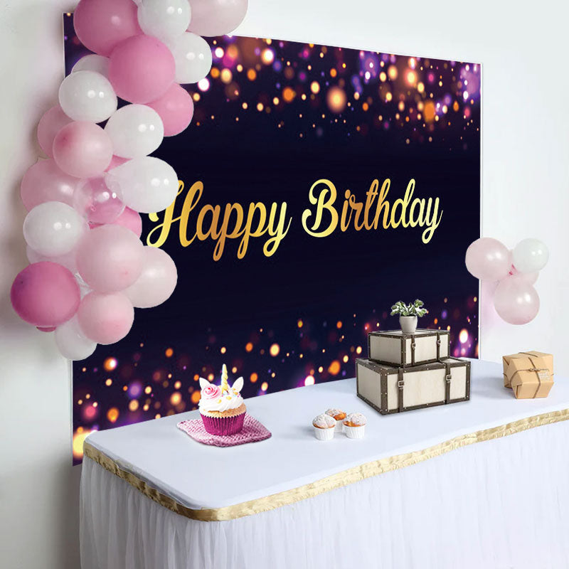 Aperturee - Purple Neon Dots Bokeh Golden Birthday Backdrop