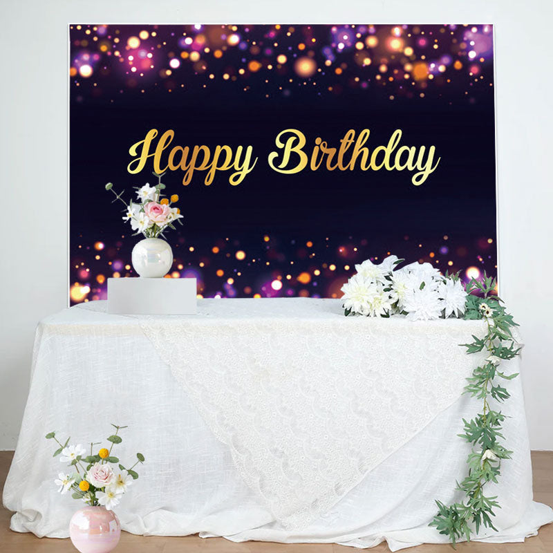 Aperturee - Purple Neon Dots Bokeh Golden Birthday Backdrop