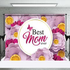 Aperturee - Purple Paper Floral Yellow Mothers Day Backdrop