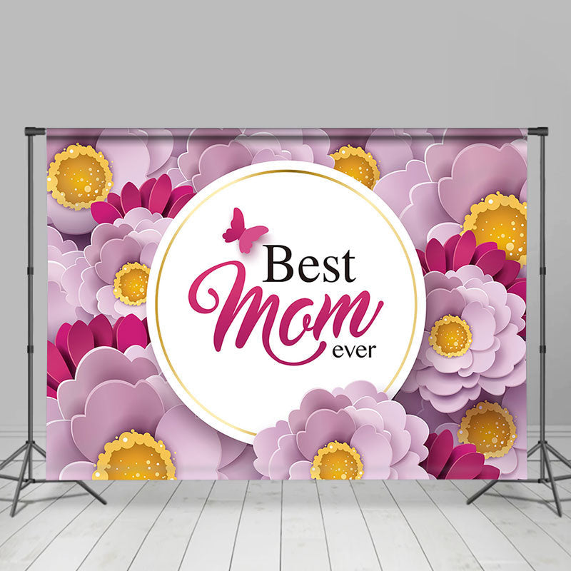 Aperturee - Purple Paper Floral Yellow Mothers Day Backdrop