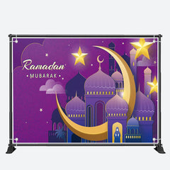 Aperturee - Purple Paper Palace Moon Stars Ramadan Backdrop