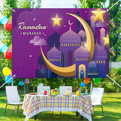 Aperturee - Purple Paper Palace Moon Stars Ramadan Backdrop