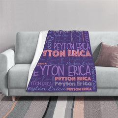 Aperturee - Purple Pink Custom Name Type Setting Fleece Blanket