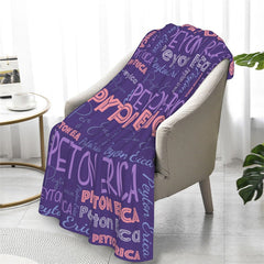 Aperturee - Purple Pink Custom Name Type Setting Fleece Blanket