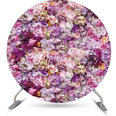 Aperturee - Purple Pink Floral Romantic Round Wedding Backdrop