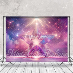 Aperturee - Purple Pink Star Sparkle Stage Backdrop For Photo