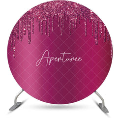 Aperturee - Purple Red Solid Color Glitter Round Party Backdrop