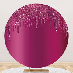 Aperturee - Purple Red Solid Color Glitter Round Party Backdrop