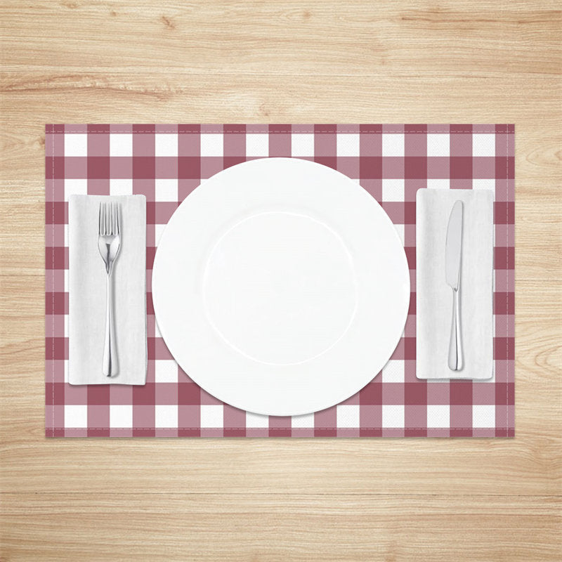 Aperturee - Purple Red White Plaid Modern Set Of 4 Placemats