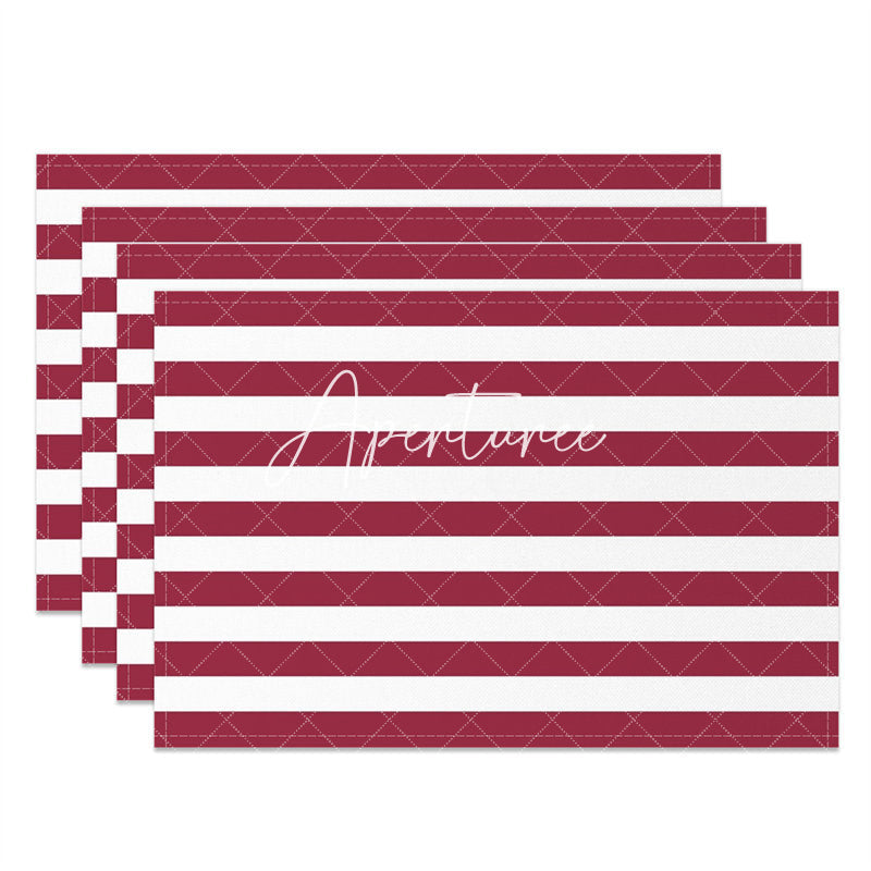 Aperturee - Purple Red White Stripes Dining Set Of 4 Placemats