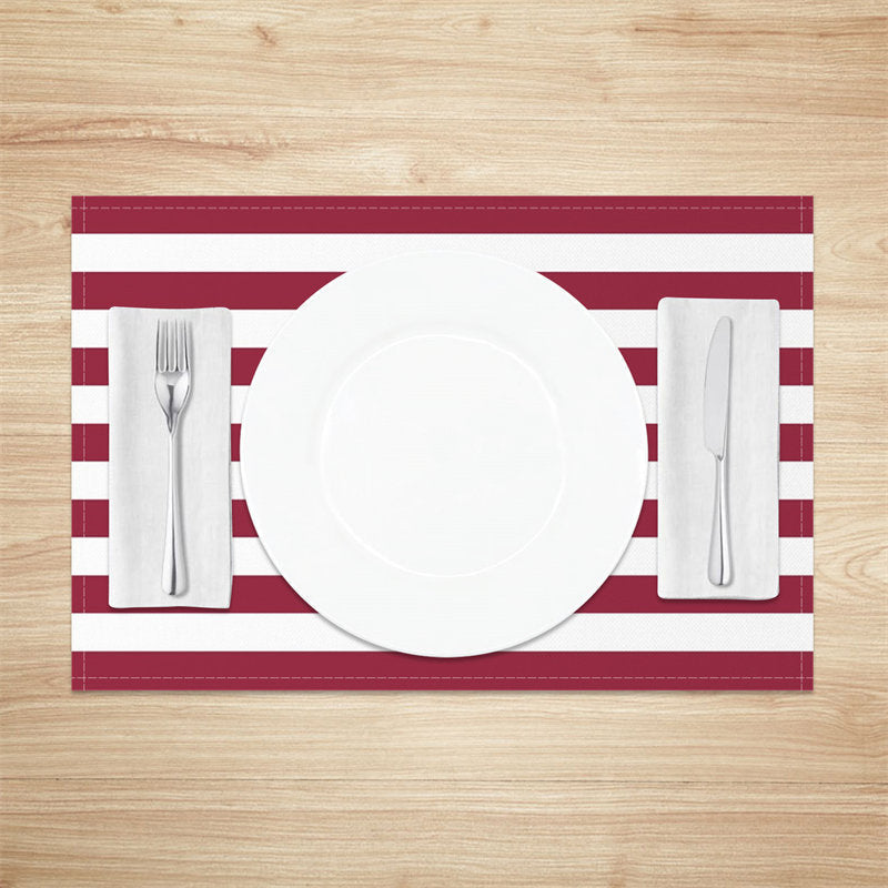 Aperturee - Purple Red White Stripes Dining Set Of 4 Placemats