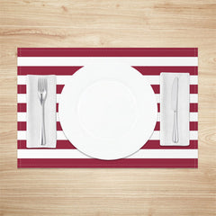 Aperturee - Purple Red White Stripes Dining Set Of 4 Placemats