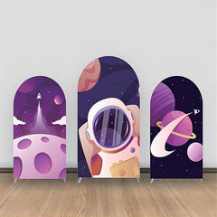 Aperturee - Purple Rocket Astronaut Galaxy Arch Backdrop Kit