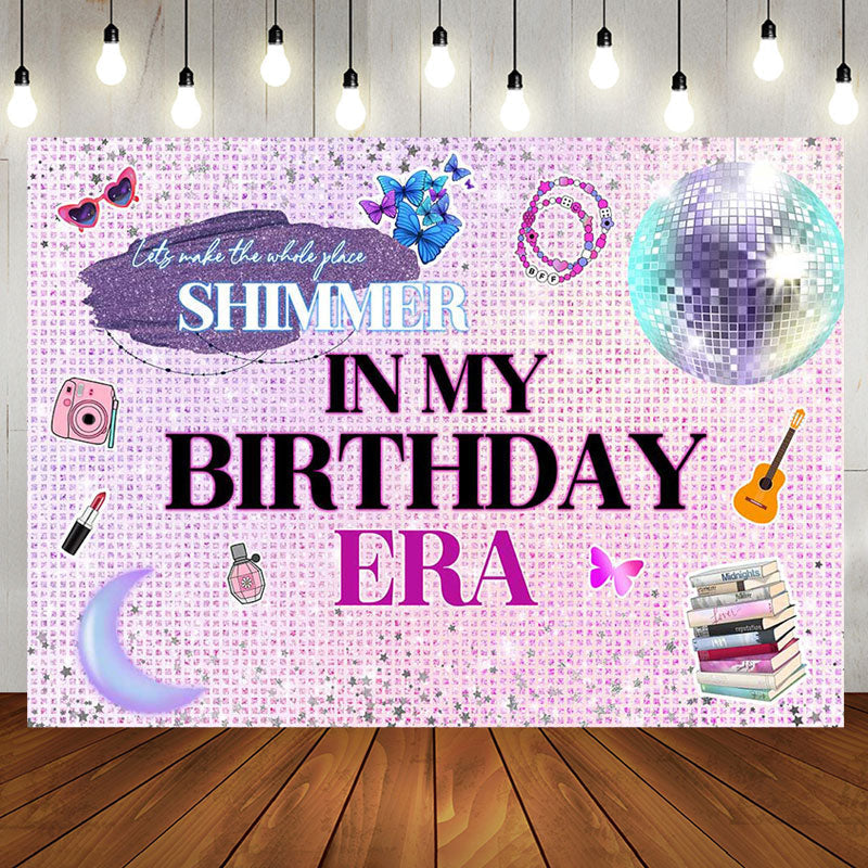 Aperturee - Purple Shimmer Fashion Girls Birthday Party Backdrop