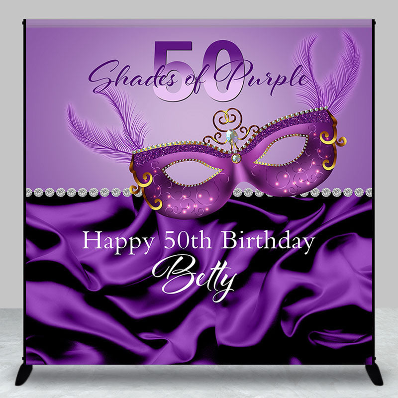 Aperturee - Purple Silk Masquerade Custom 50th Birthday Backdrop