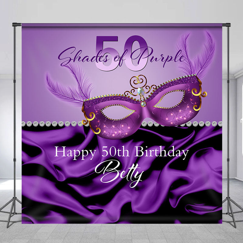 Aperturee - Purple Silk Masquerade Custom 50th Birthday Backdrop