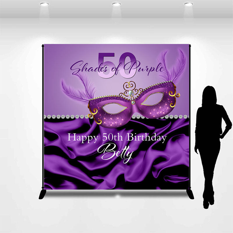 Aperturee - Purple Silk Masquerade Custom 50th Birthday Backdrop